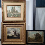 3 Antique Oil on Canvas Landscape Paintings