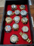 13 Invicta Men's Watches, 1 with Gold Band, All Sold As Is - Need Batteries