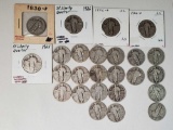 25 US Mixed Dates Standing Liberty Silver Quarters