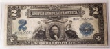 1899 Two Dollar Large Format Silver Certificate with George Washington Portrait