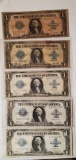 5 1923 Series $1 One Dollar Silver Certificates in Mixed Conditions