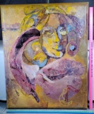 Large Oil On Canvas Mother And Child Abstract