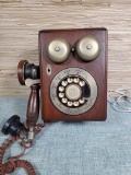 Western Electric Dial Phone in Oak Wood Case