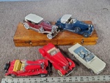 5 Franklin and Danbury Mint Vintage Roadster Die Cast Replica Model Cars, No Boxes
