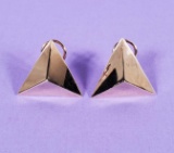 Pair of 14k Gold Pyramid Pierced Earrings
