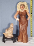 Clay And Plaster Character Lady Sculptures