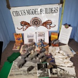 Vintage Miniature Model Circus Big Top Tent, Elephant Figurines, Circus Photos and Supplies