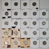 9 Barber and 15 mostly UNC Roosevelt US Silver Dimes