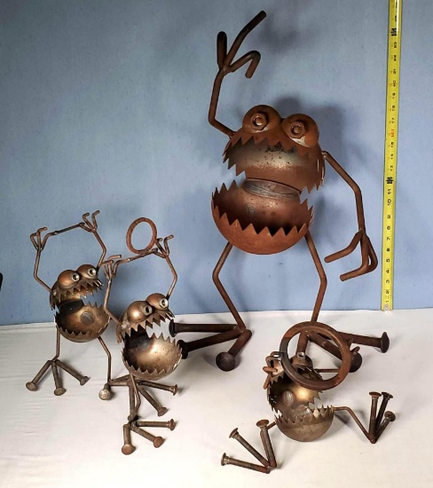 3 Fred Conlon Gnome Be Gone Crazy Creature Scrap Metal Art Sculptures