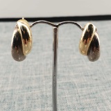 Pair Of 14K Yellow Gold & Sterling Silver Stud Earrings