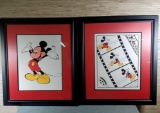 Pair of Professionally Framed and Matted Mickey Mouse Posters