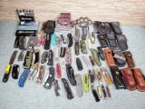 Large Collection of Pocket Knives & Leatherman Tool Kits