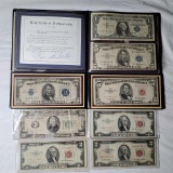 US Vintage $20, 3 $5, 3 $2 and 1 $1 Currency Notes of Varied Ages and Seals