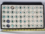 Tray of 50 Specimen Capsule Cabochon Turquoise, Malachite and Other Gemstones