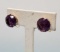 Vintage Synthetic Alexandrite 14k Gold Screw Back Earrings