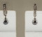 14K White Gold & Black Pearl & Diamond Earrings