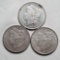 3 AU-UNC Morgan Silver Dollars - 1880, 1885-O, and 1890