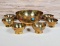 Jeweled Brass Altar Bowl with 6 Matching Cups