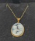 Vintage Italian Blue Cameo Mother & Child 14k Gold Pendant Necklace