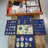 Tray Lot Of Collectible Political & Other Humorous Button & Lapel Pins
