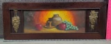 Antique Oil on Board Still Life Paiting in Oak Paneled Frame