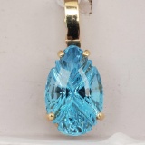 14K Yellow Gold & Topaz Pendant With Locking Bail