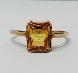 Estate 10k Gold Yellow Topaz Ring