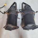 Pair Of Vintage Authentic Industrial Stage Theater Spot Lights Can Lights