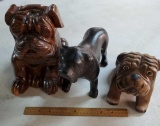 Lot of 3 So Cute Bull Dog Sculptures