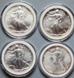 4 Consecutive Year 1 Troy Oz Fine Silver Eagle Bullion Coins - 1990, 1991, 1992 and 1993