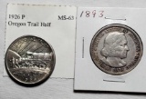 1926-P MS 63 (Uncertified) Oregon Trail and 1893 Columbus Expo Commemorative Half Dollars