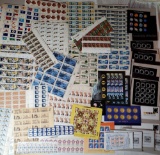 Tray Lot of Collectible Series US Forever Stamps, Full Sheet Adhesive Back Stamps, and More