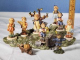 Goebel Hummel Garden Display and 4 Collector's Club Hummels