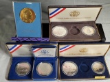 2 Two Piece and 2 Single Silver US Mint Commemorative Dollar Sets and More