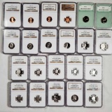 20 Contemporary NGC PF 69 Ultra Cameo Proof Set Coins Incl Silver and 2 NTS Graded Nickels