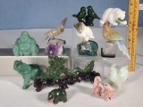 Tray Lot of Semi Precious and Precious Stone Carvings