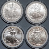 4 Consecutive Year 1 Troy Oz Fine Silver Eagle Bullion Coins - 2002, 2003, 2004 and 2005