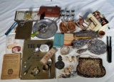 Tray Lot Of Collectibles with Sterling, Carvings and More