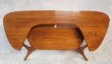 MCM Two Tier Walnut Coffee Table Raised On Slingshot Legs