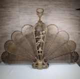 Vintage Folding Brass Fireplace Screen