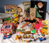 Tray Lot of Vintage Toys, Disney and Other Dolls & Figurines