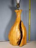 Mid Century Natural Wood Burl Lamp
