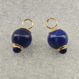 Pair Of 14K Yellow Gold & Lapis Lazuli Earring Charms