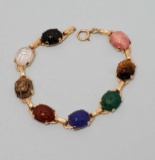 Vintage 14k Gold Gemstone Scarab/Beetle Bracelet