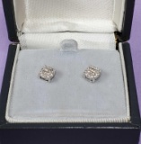 14k White Gold Diamond Stud Earrings