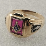 10K Yellow Gold Masonic 3rd Degree Blue Lodge Ring
