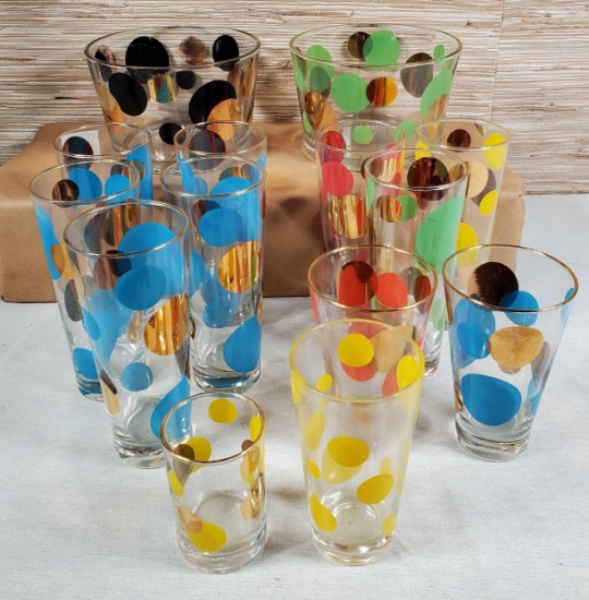 Russel Wright Eclipse by Bartlett Collins Glass Tumblers and Ice Pails in Mix of Colors and Sizes