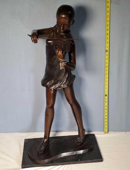 36 1/2" Bronze Female Violinist