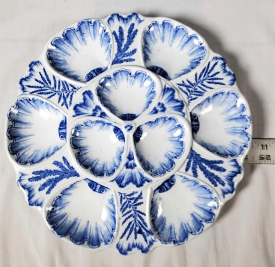 Vieillard Bordeaux Blue and White French Faience Oyster Plate