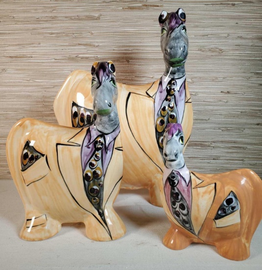 3 Piece Set Of Original Anatoly Turov Ceramic Horses